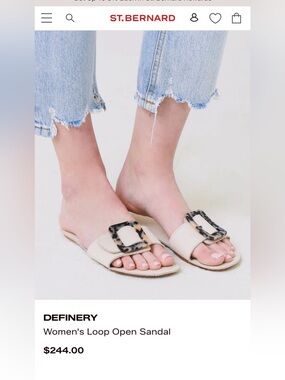 Definery Beige Slide Sandals with Tortoiseshell Buckle - made in Italy 38